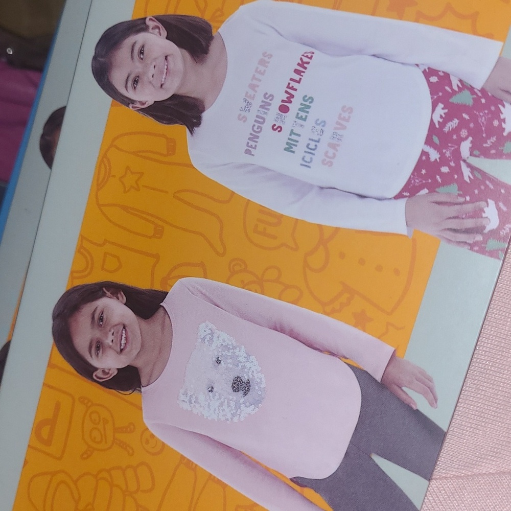 NWT! Members Mark Girls long sleeve 7 8 Tshirts set of 2 Polar Bear & Winter